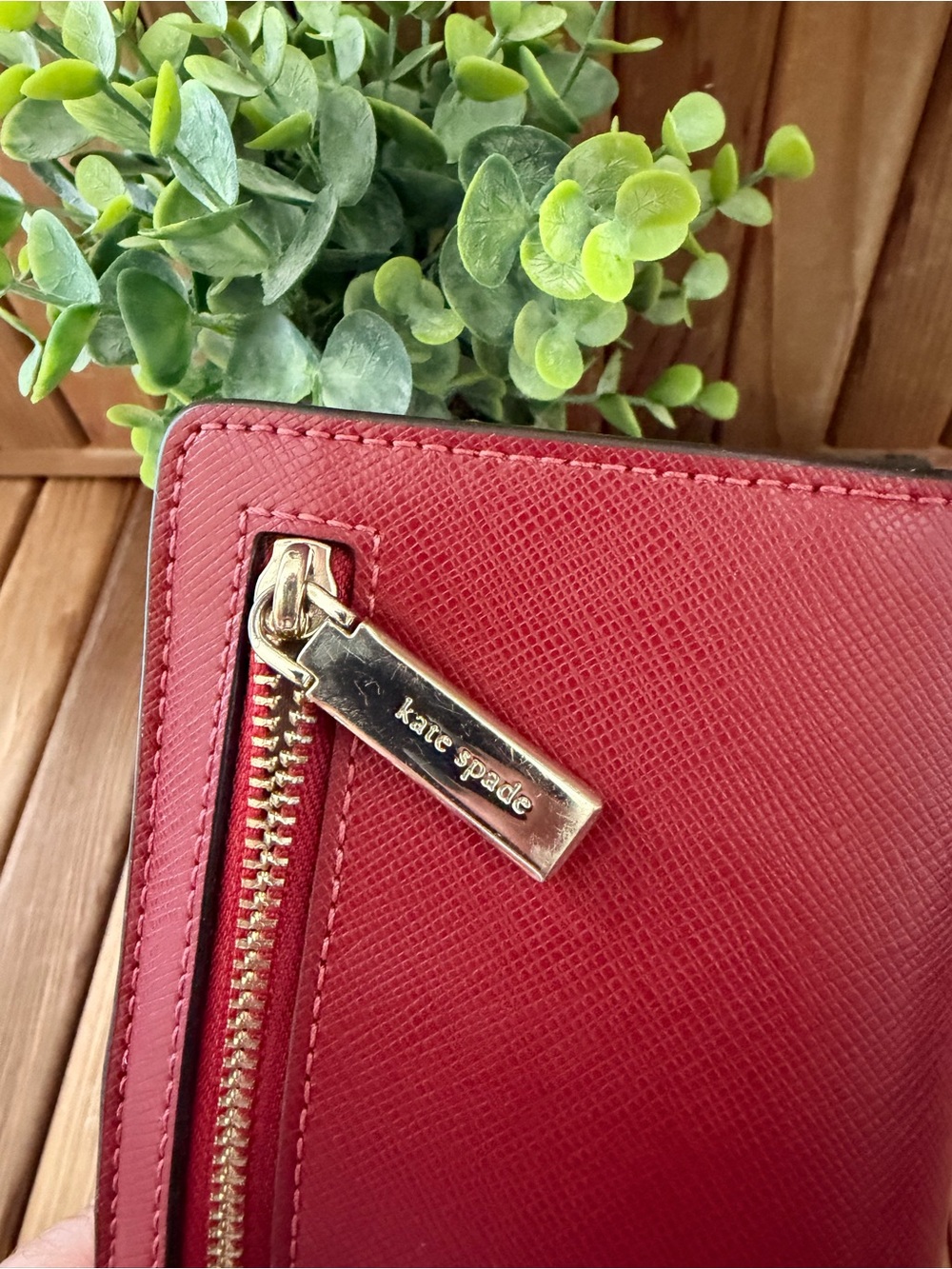 Kate Spade in Red Saffiano Leather Bifold Wallet - Picture 10 of 11